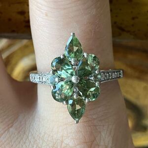 Natural Green Apatite Sterling Silver Ring Size 10